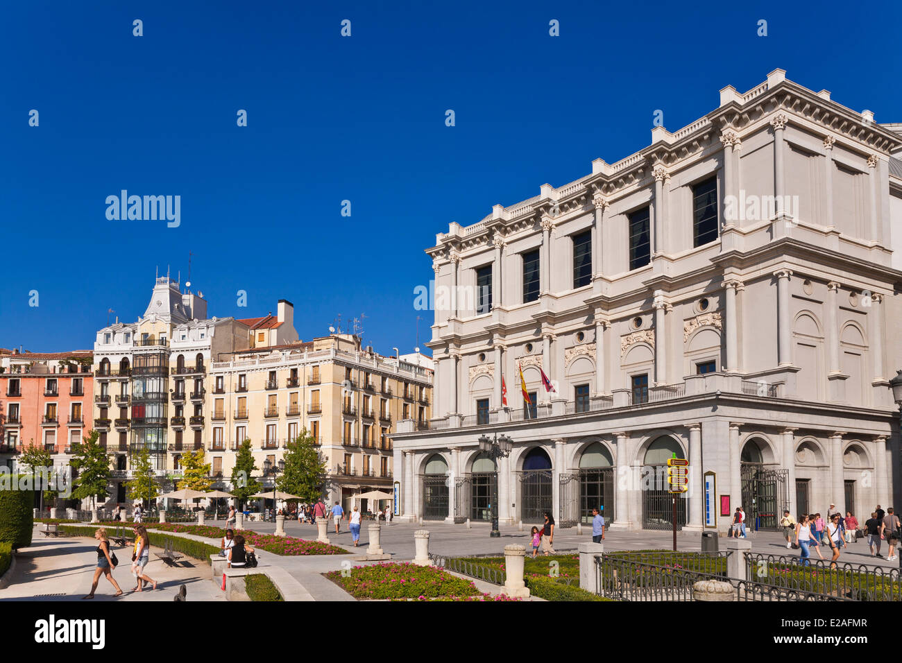 Spain, Madrid, Plaza de Oriente, Royal Theatre of the architect Antonio Lopez Aguado and opened in 1850 Stock Photo