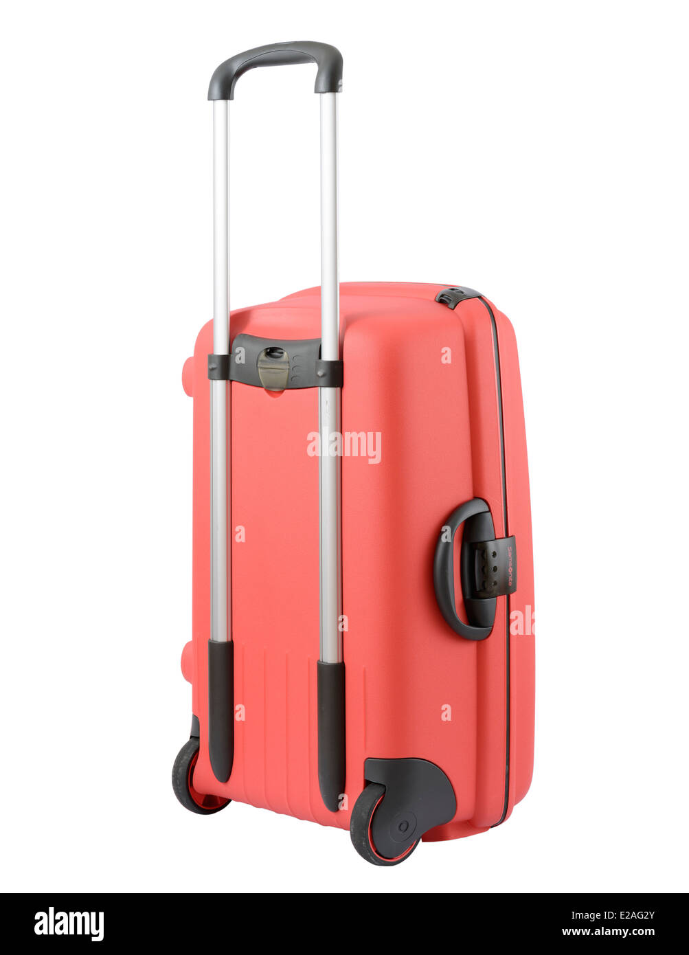 Red Samsonite rolling suitcase isolated on white background Stock Alamy