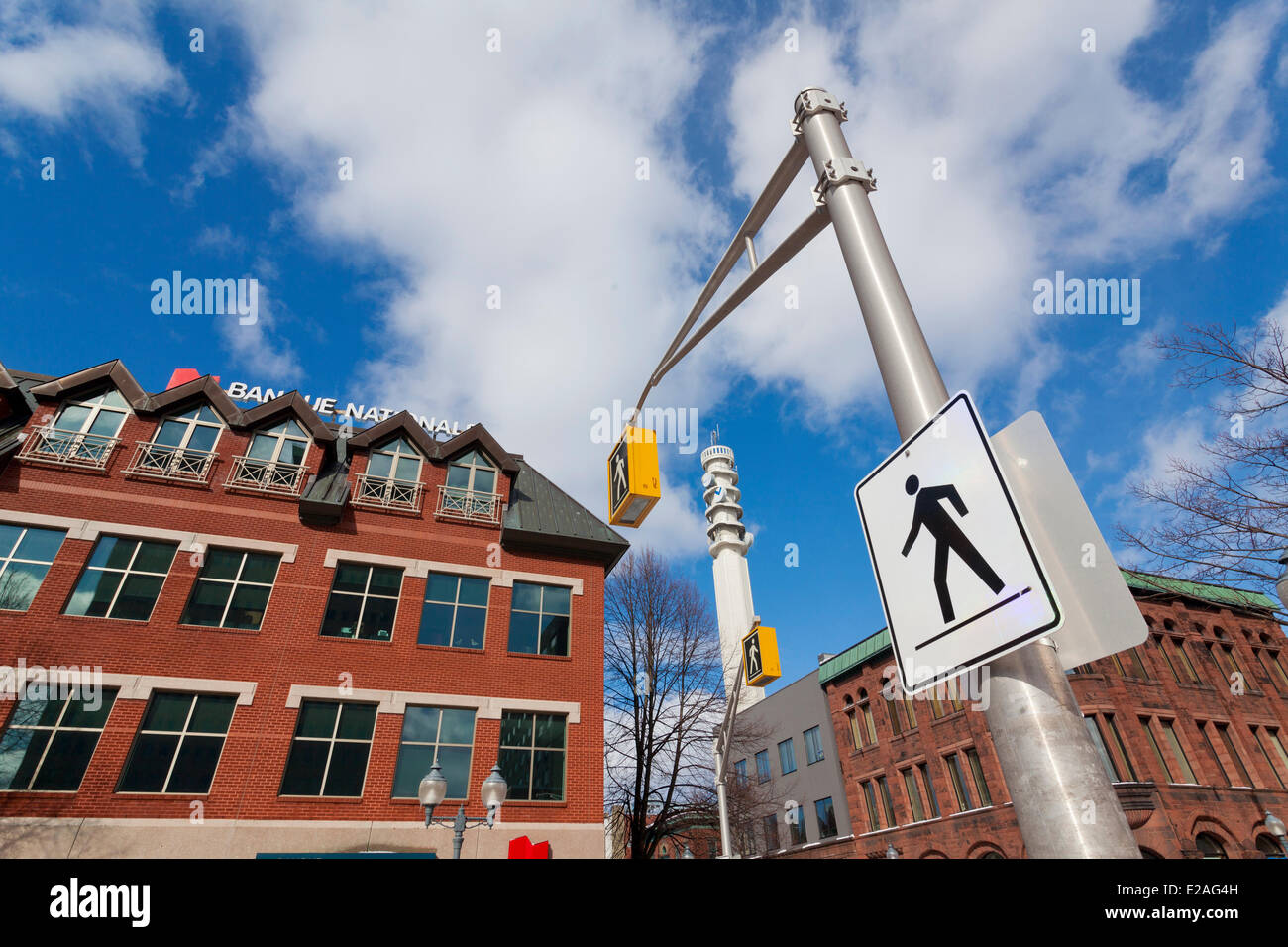 Canada, New Brunswick Province, Moncton, Main Street, traffic lights and pedestrian crossing Stock Photo