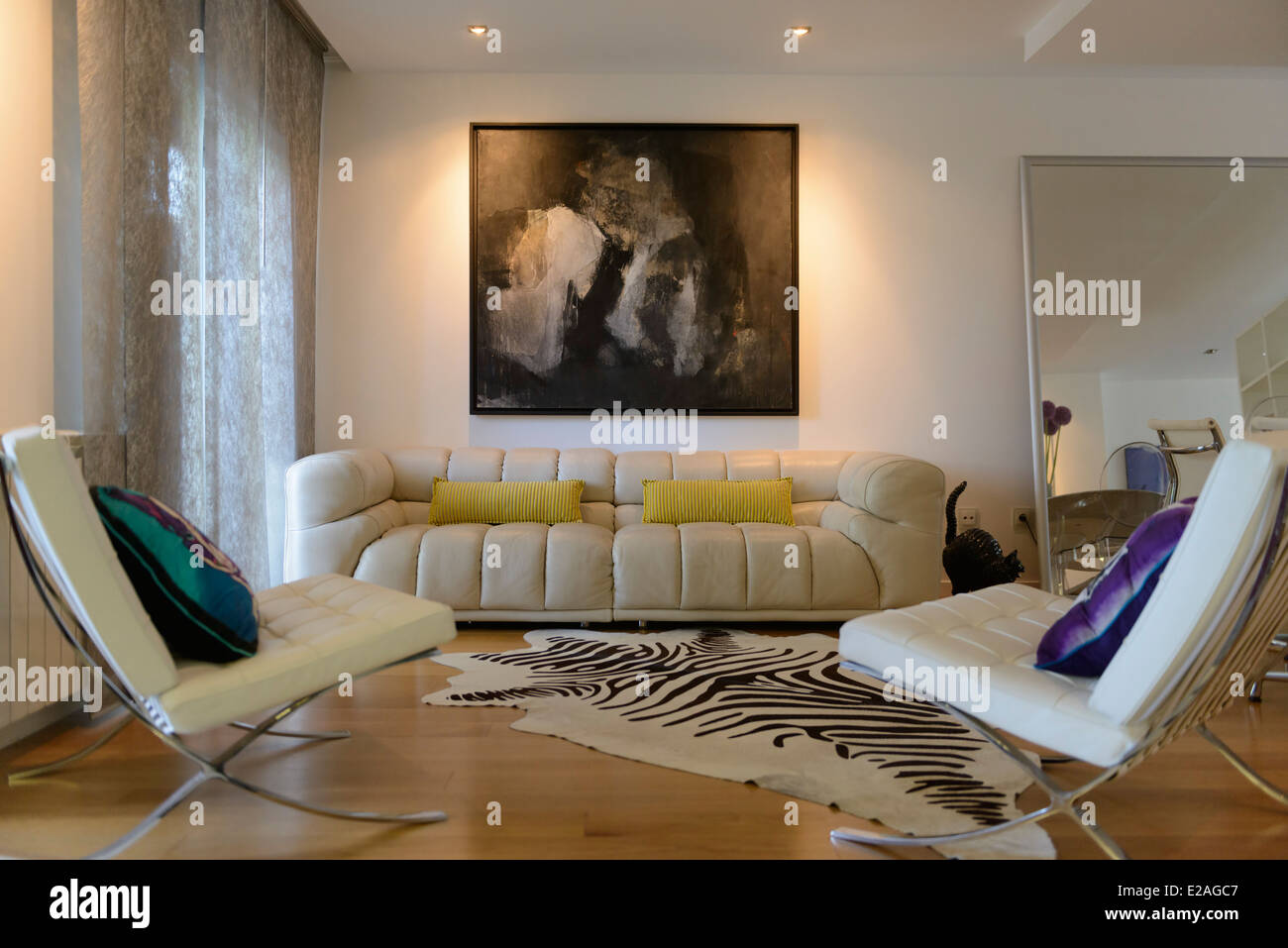 Living room with modern interior design Stock Photo