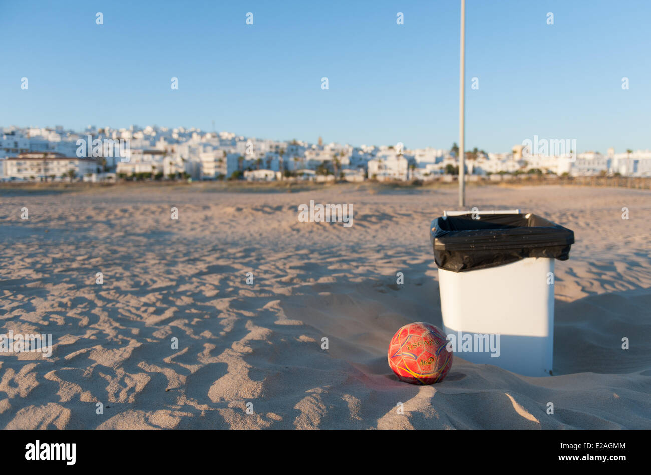 Football on the beach Stock Photo