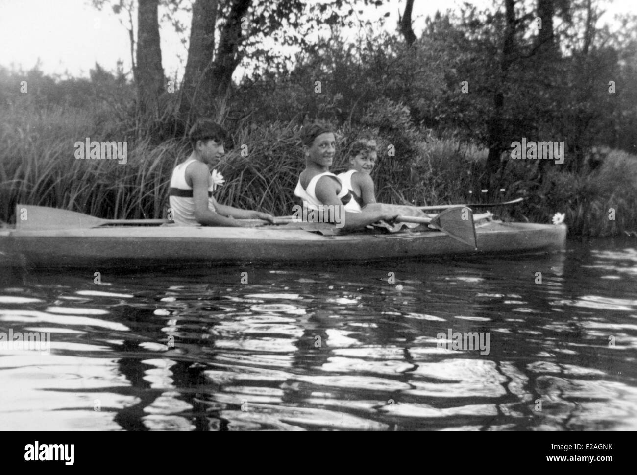 Kayak competition on the river Oder in 1937 Stock Photo - Alamy