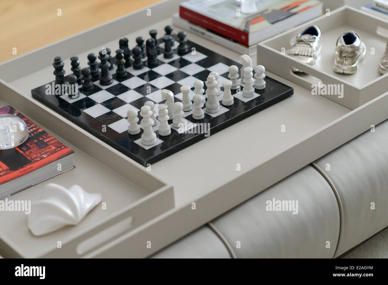 chess board seen close up with depth of field effect - 3D rendering Stock  Photo - Alamy