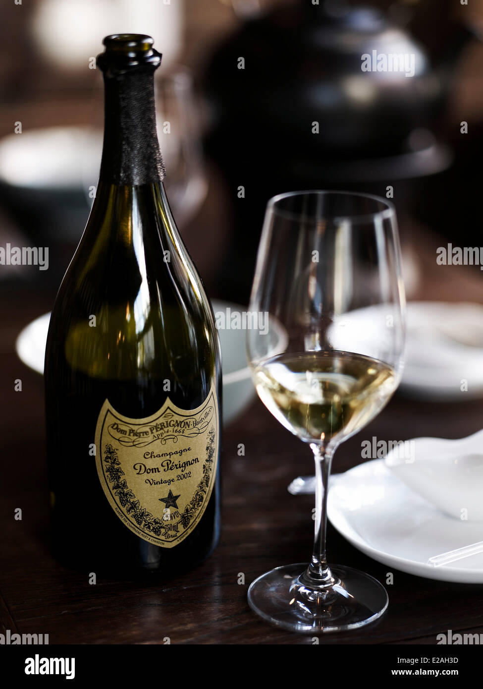 France, Marne, Epernay, feature: Master Tseng's good leaves, in the cellars of Dom Perignon champagne Stock Photo