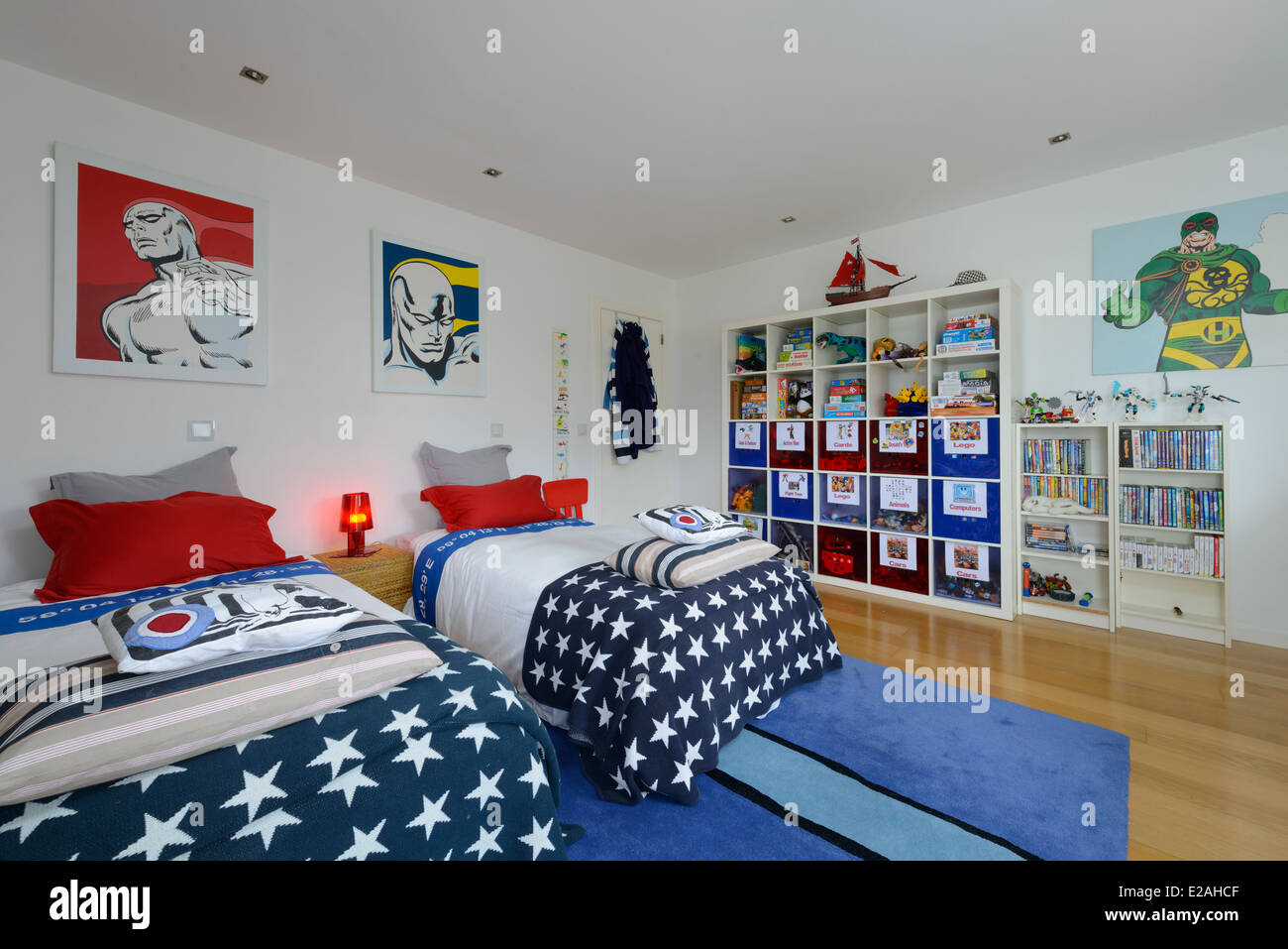 Children's bedroom with two beds Stock Photo