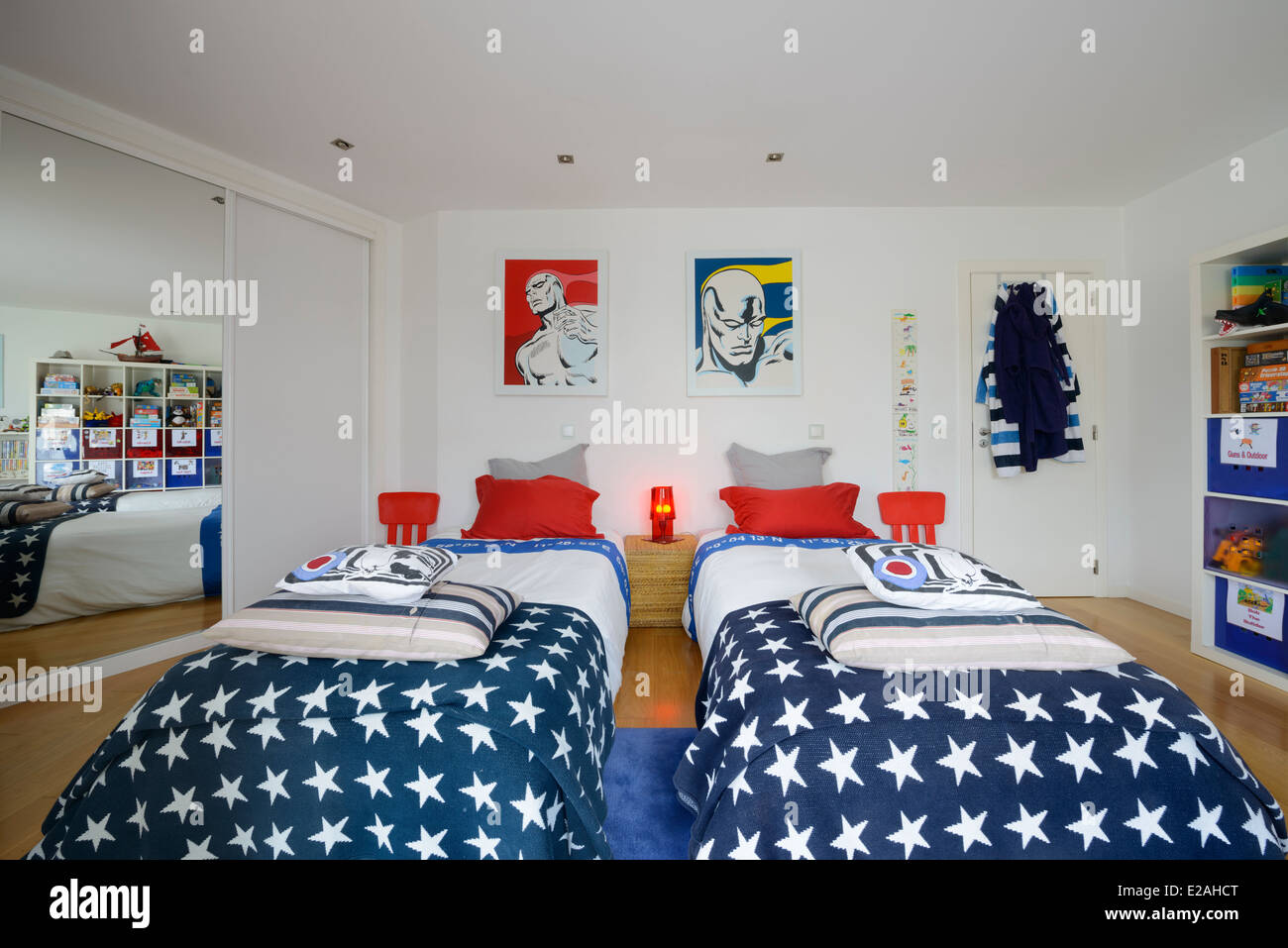 Children's bedroom with two beds Stock Photo