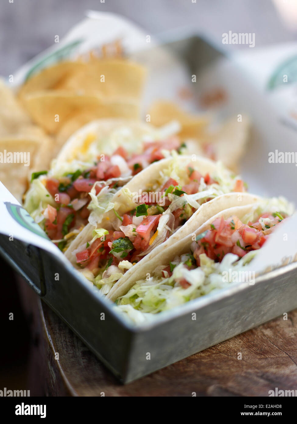 United States, Florida, Miami, feature : Miam!, chicken tacos Lime restaurant Stock Photo