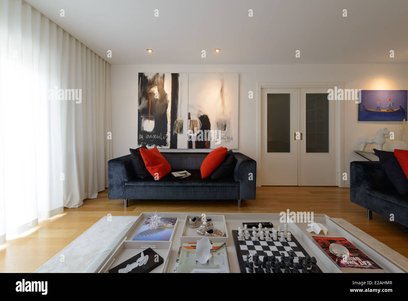 Living room with modern interior design Stock Photo