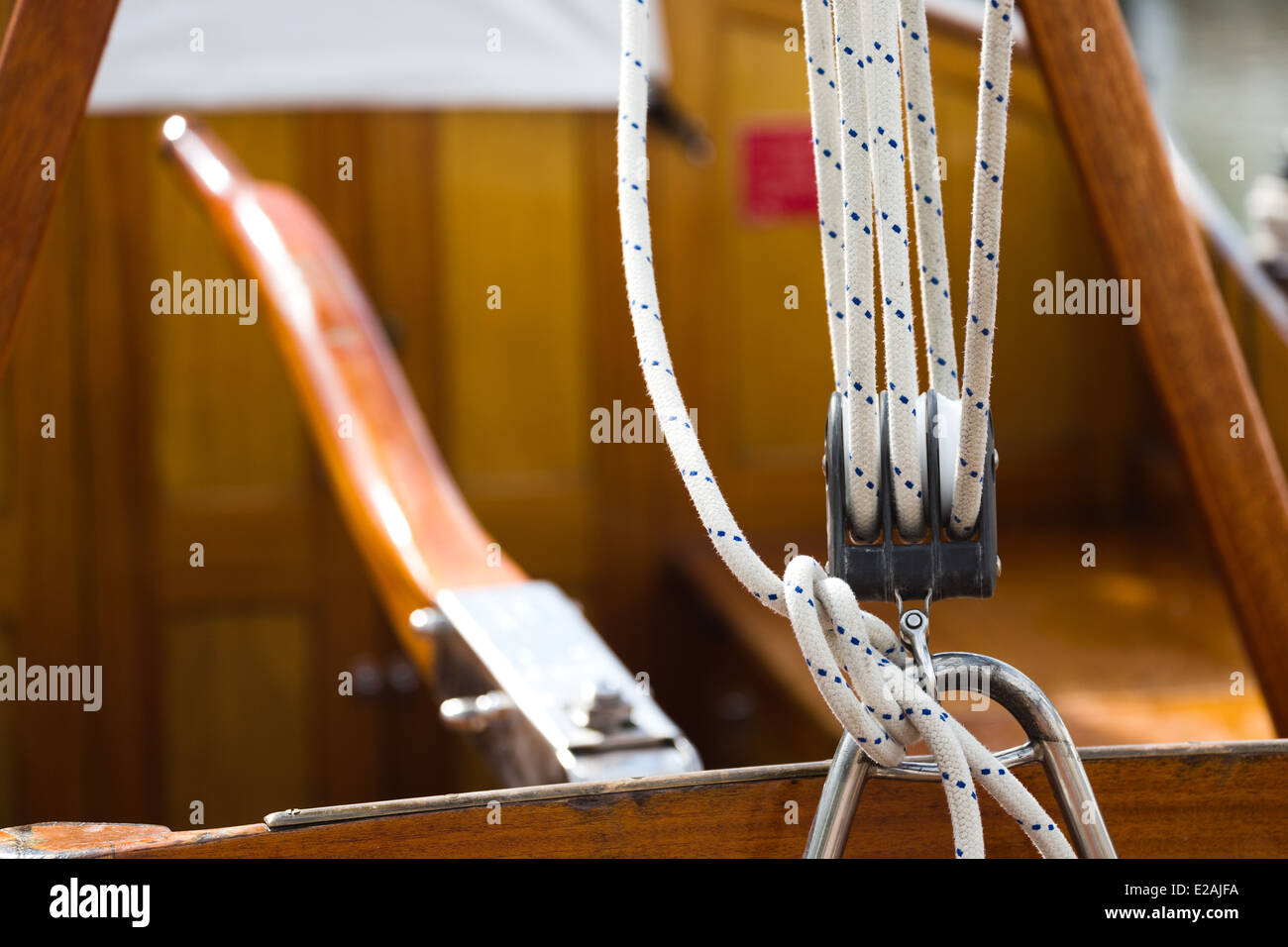 Rigging on a small yacht resting at Malthouse broad. Ranworth. Norfolk