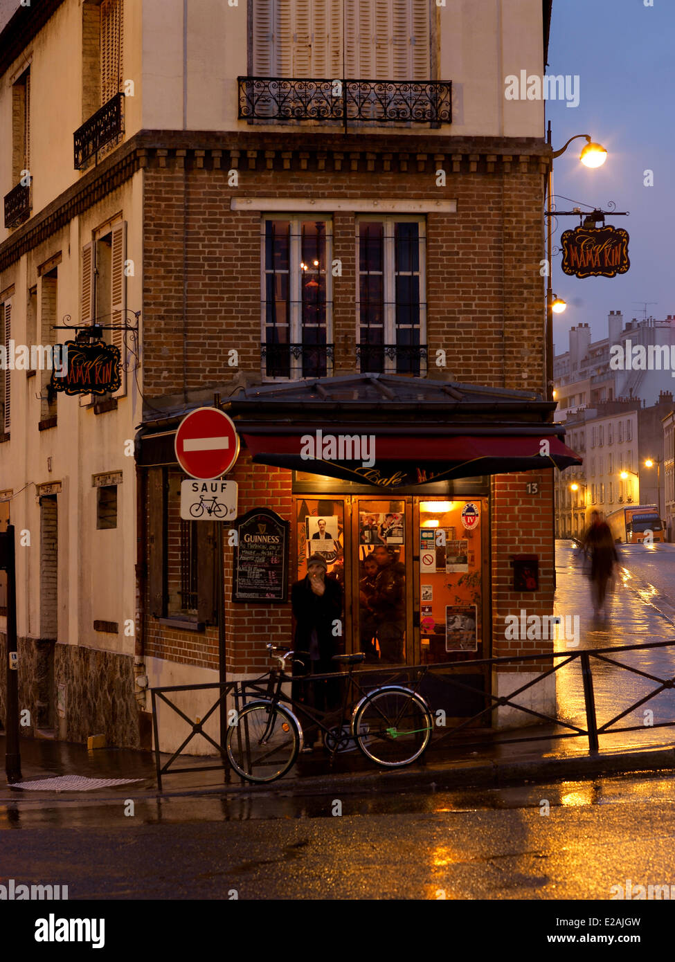 France, Paris, feature : the Big Parisian World, facade pub Stock Photo