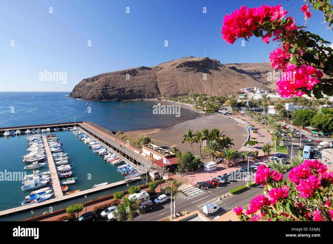 Spain, Canary Islands, La Gomera, San Sebastian de la Gomera, view from the heights of San Sebastian de la Gomera on the port Stock Photo