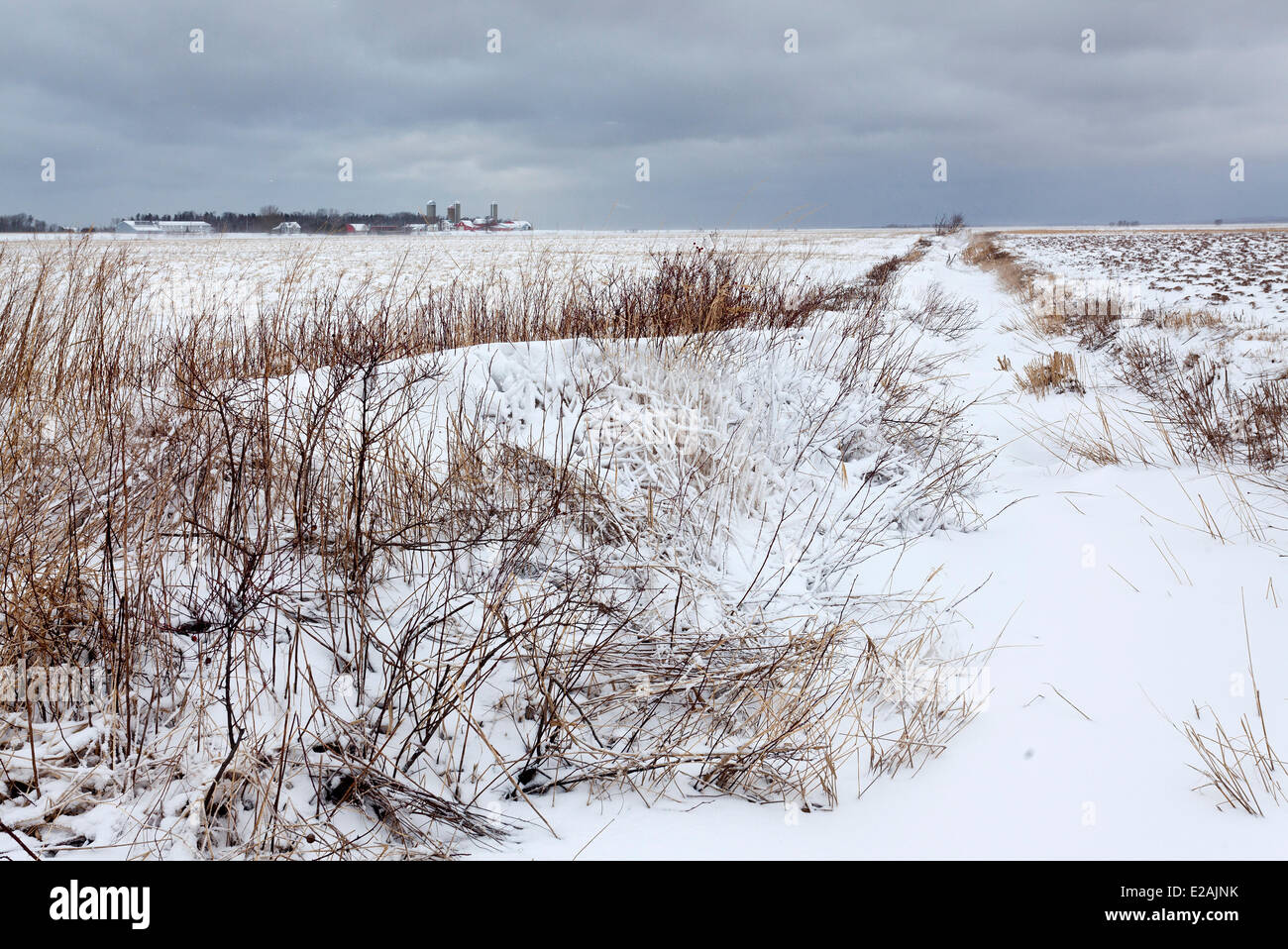 Canada, Nova Scotia, Grand Pre National Historic Site, listed as World Heritage by UNESCO, winter landscape Stock Photo