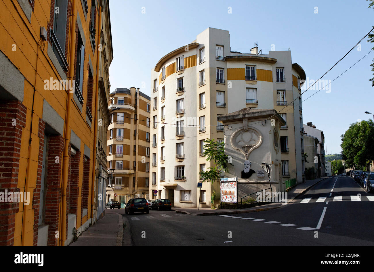 France, Loire, Saint Etienne, Chalets de Bizillon or building without stairs, are two identical buildings housing built by Stock Photo