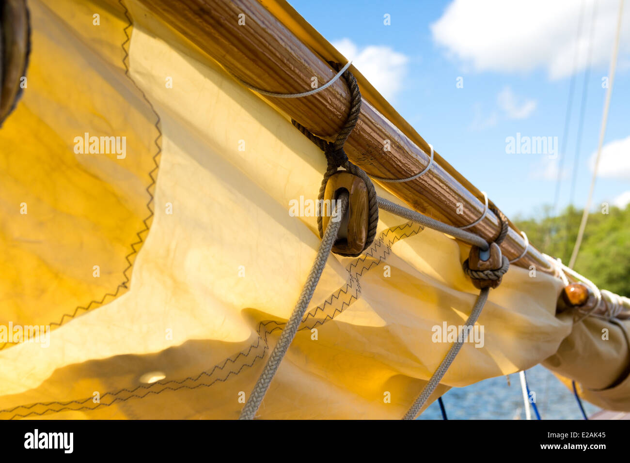 Rigging on a small yacht resting at salhouse broad. Norfolk Broad