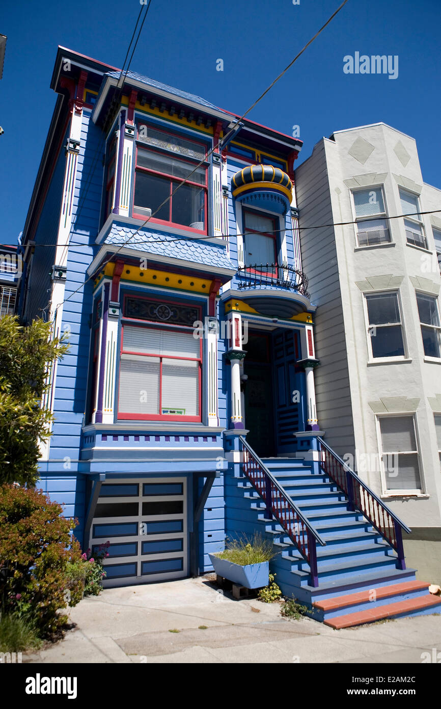 United States, California, San Francisco, blue house Stock Photo