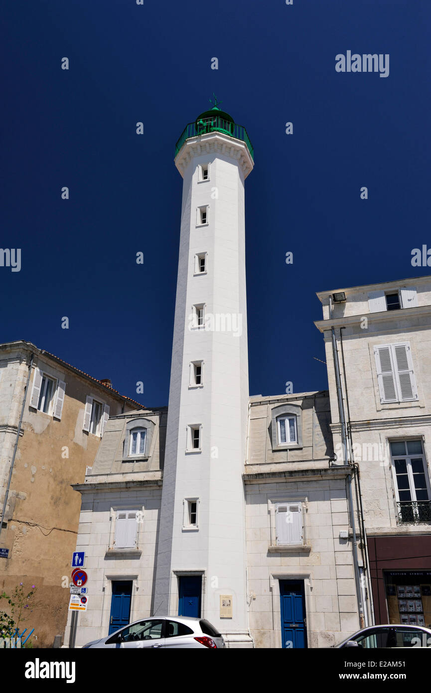 France, Charente Maritime, La Rochelle, lighthouse of the Valin quay Stock Photo