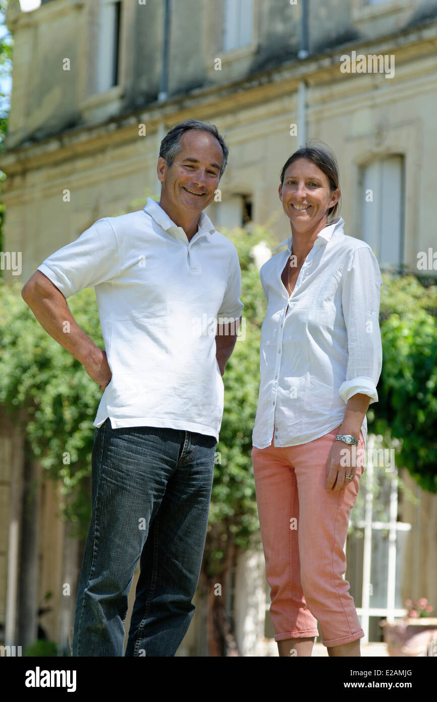 France, Herault, Saint Aunes, Chateau les Mazes domain, owners Dorothee and Bernard Bouchet Stock Photo