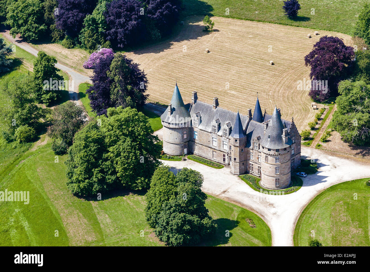 France, Ille et Vilaine, Antrain, Chateau de Bonne Fontaine (aerial view Stock Photo Alamy