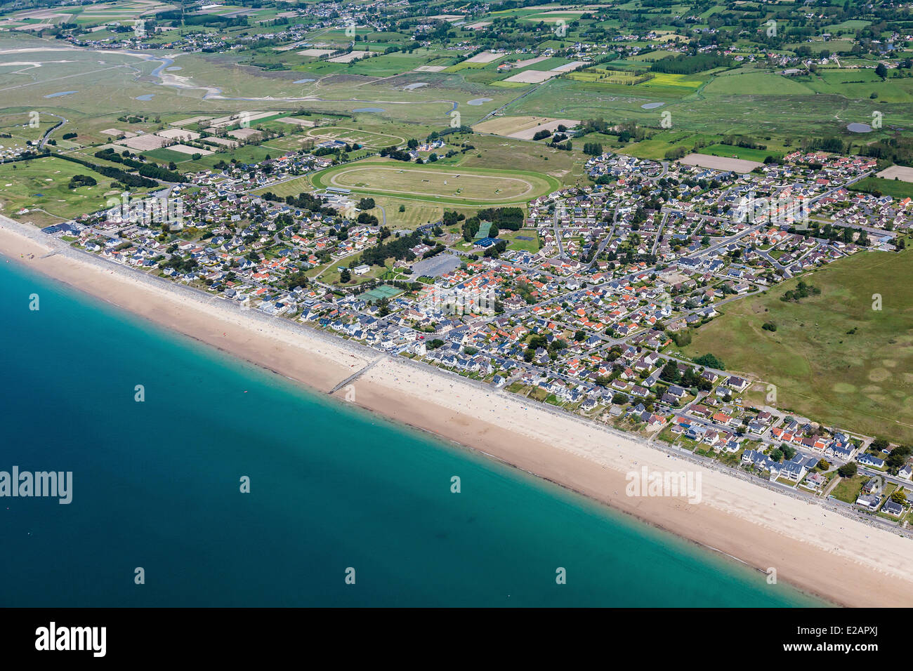 France, Manche, Brehal, Saint Martin de Brehal (aerial view Stock Photo ...