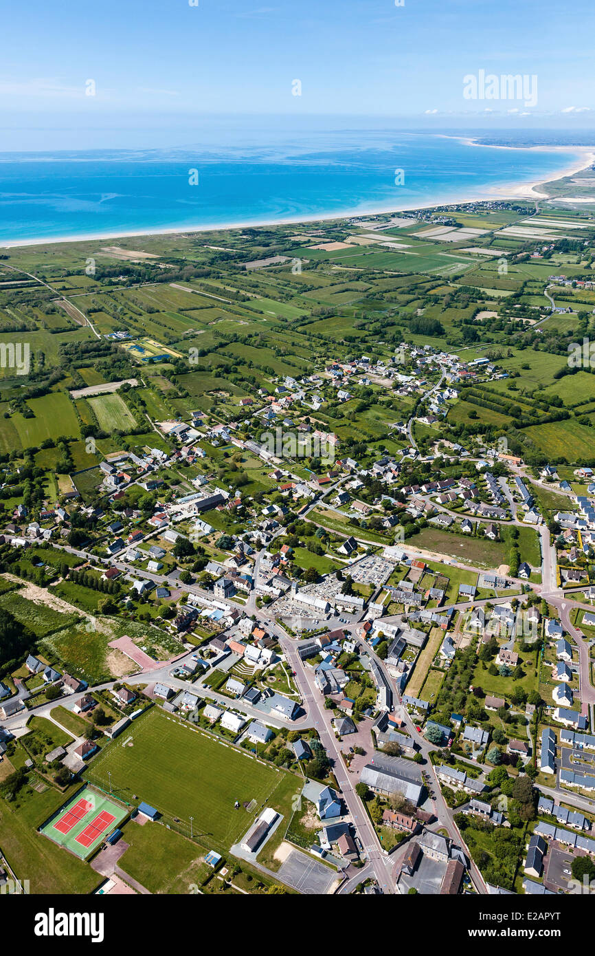 France, Manche, Cotentin, Gouville sur Mer (aerial view) Stock Photo