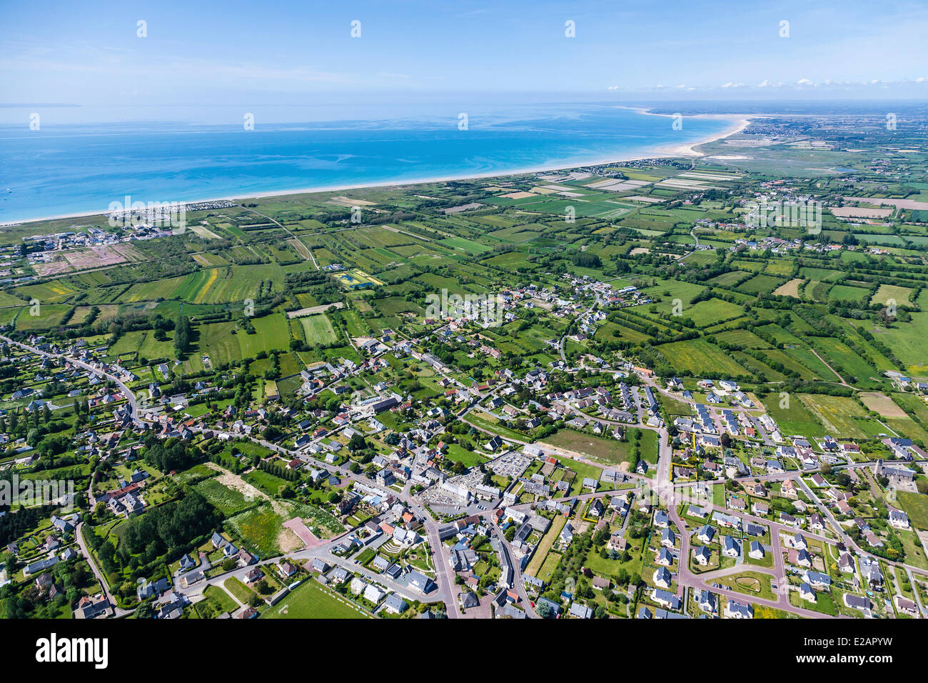 France, Manche, Cotentin, Gouville sur Mer (aerial view) Stock Photo