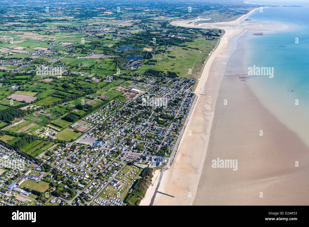 France, Manche, Cotentin, Hauteville sur Mer (aerial view) Stock Photo