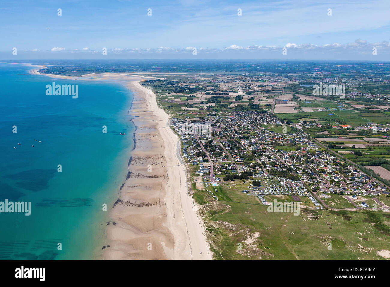 France, Manche, Cotentin, Pirou, Pirou Plage (aerial view) Stock Photo