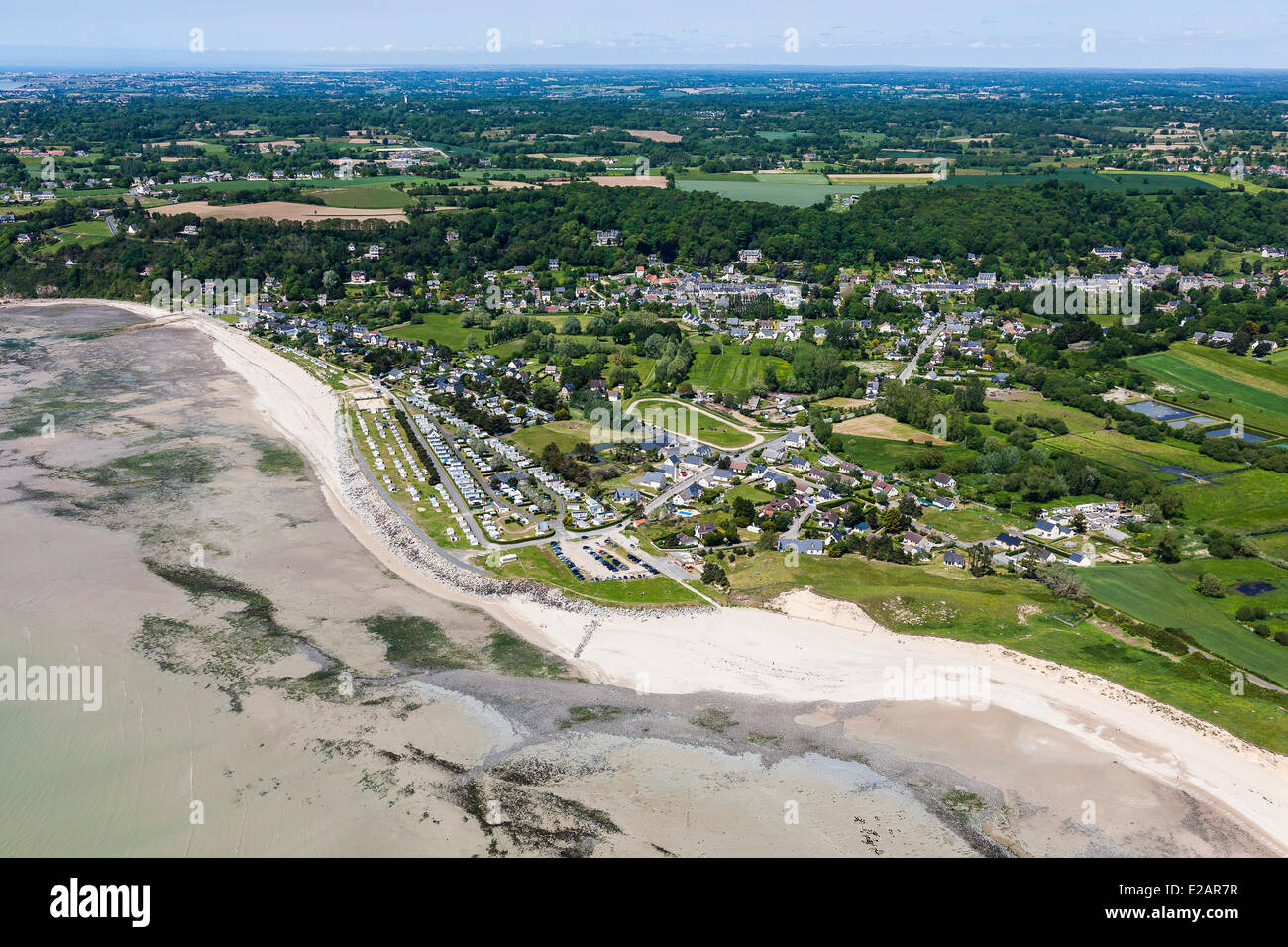 France, Manche, Saint Jean le Thomas (aerial view) Stock Photo