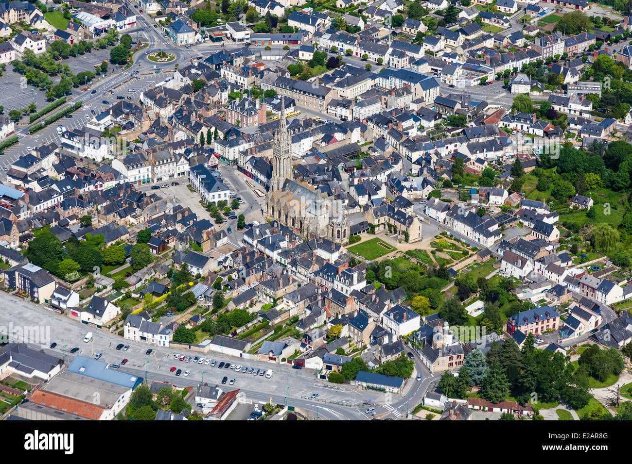 France, Ille et Vilaine, La Guerche de Bretagne (aerial view) Stock Photo