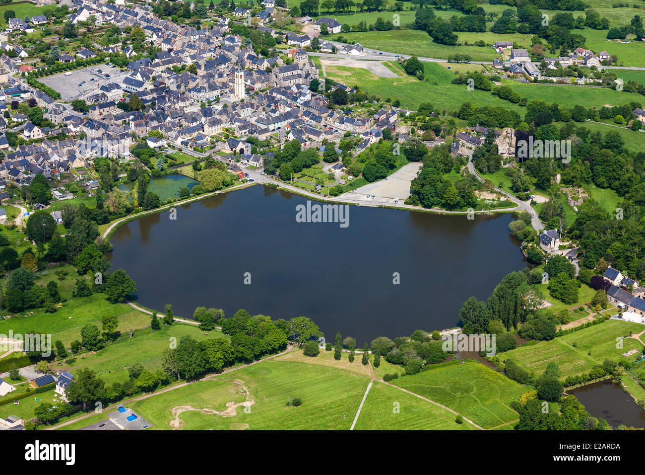 France, Ille et Vilaine, Saint Aubin du Cormier (aerial view Stock