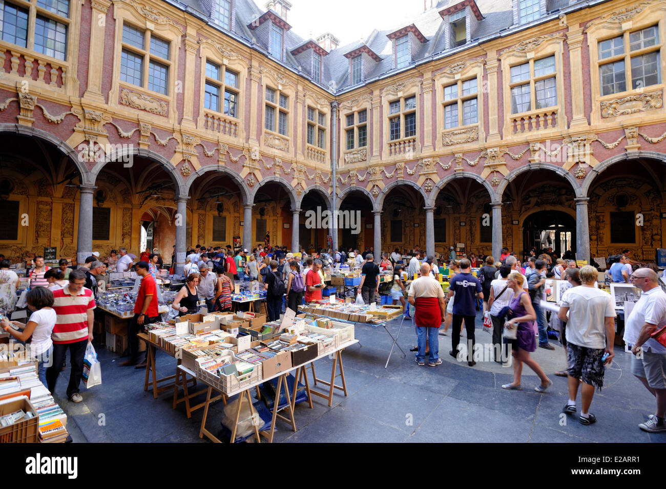 France, Nord, Lille, Flea Market (Braderie), stands in the court books