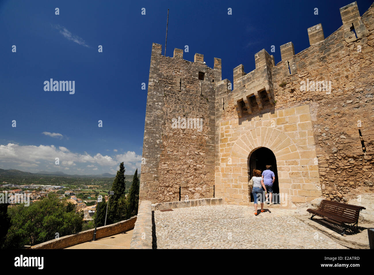 Spain, Balearic Islands, Mallorca, Capdepera, entrance of the castle Stock Photo