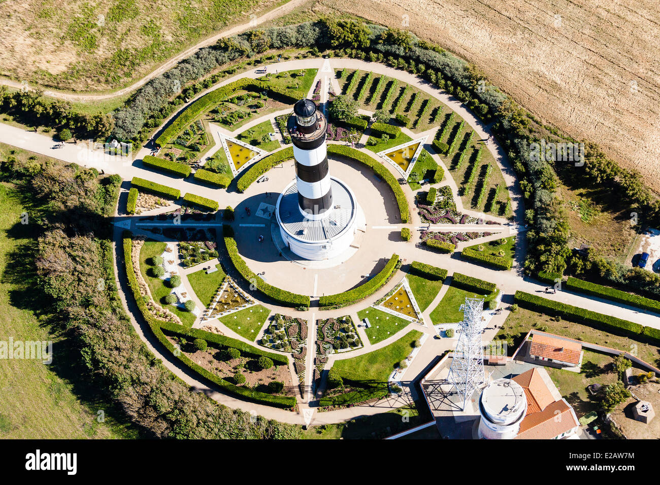 France, Charente Maritime, Ile d'Oleron, Saint Denis d'Oleron, Chassiron lighthouse (aerial view) Stock Photo