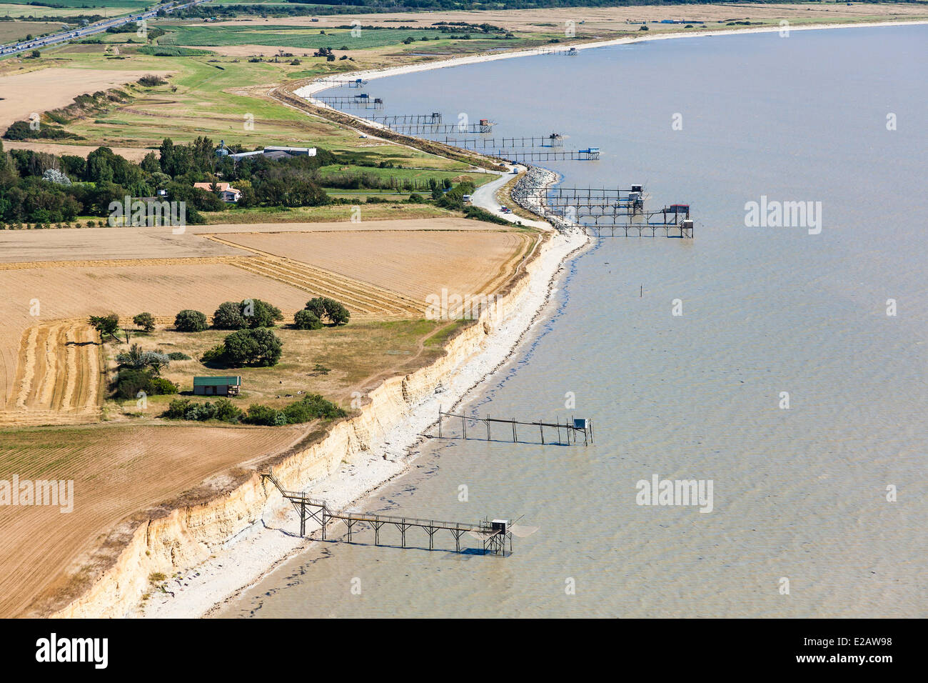 France, Charente Maritime, Yves, Anse des Boucholeurs, fisheries (aerial view) Stock Photo