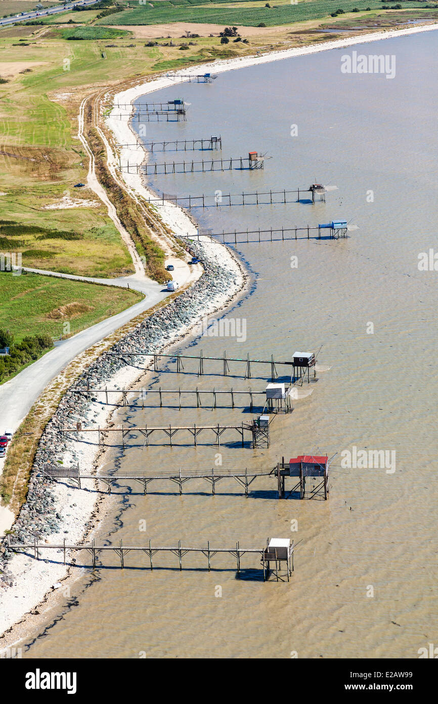 France, Charente Maritime, Yves, Anse des Boucholeurs, fisheries (aerial view) Stock Photo