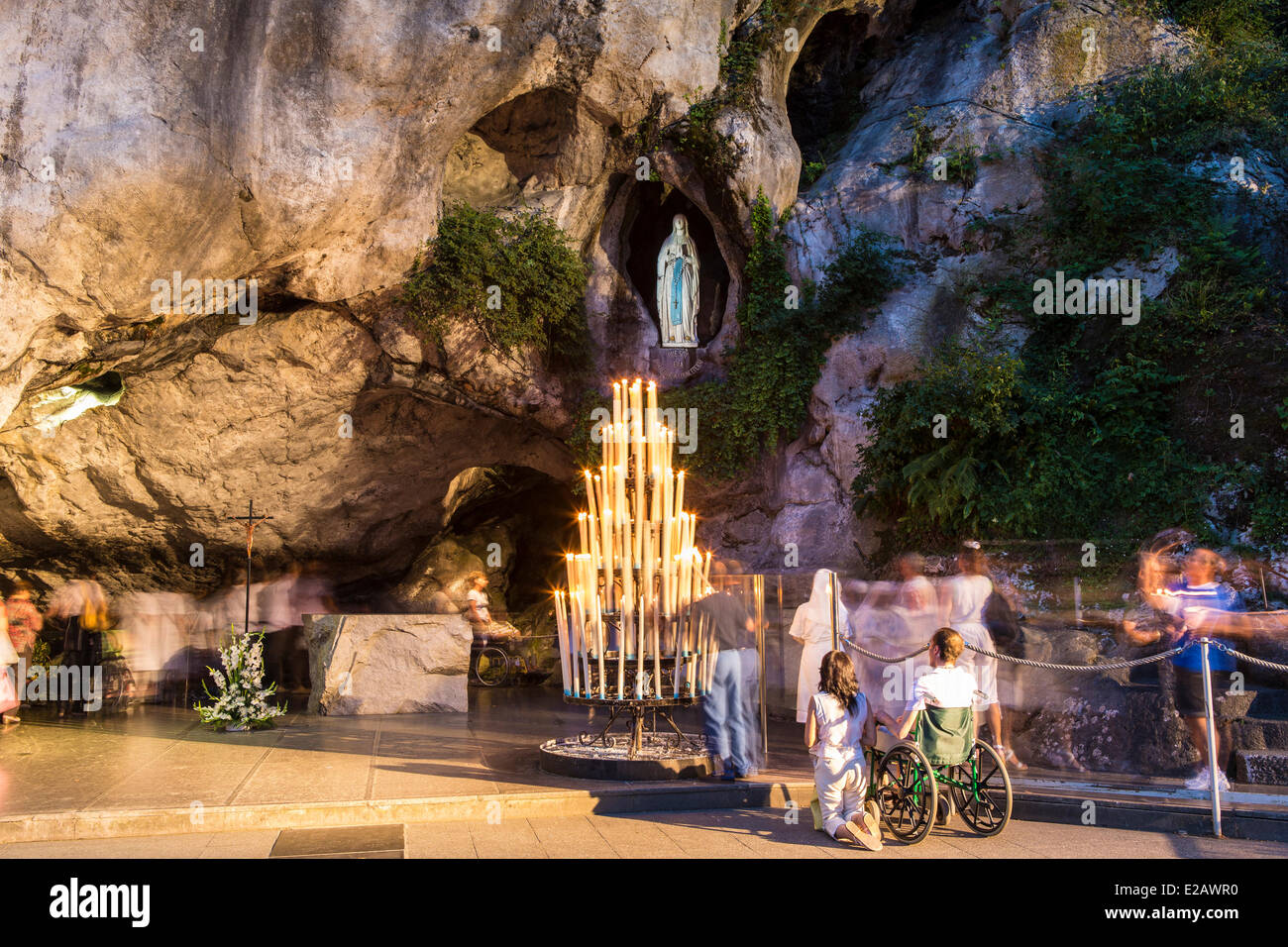 France, Hautes Pyrenees, Lourdes, the grotto where the Virgin Mary