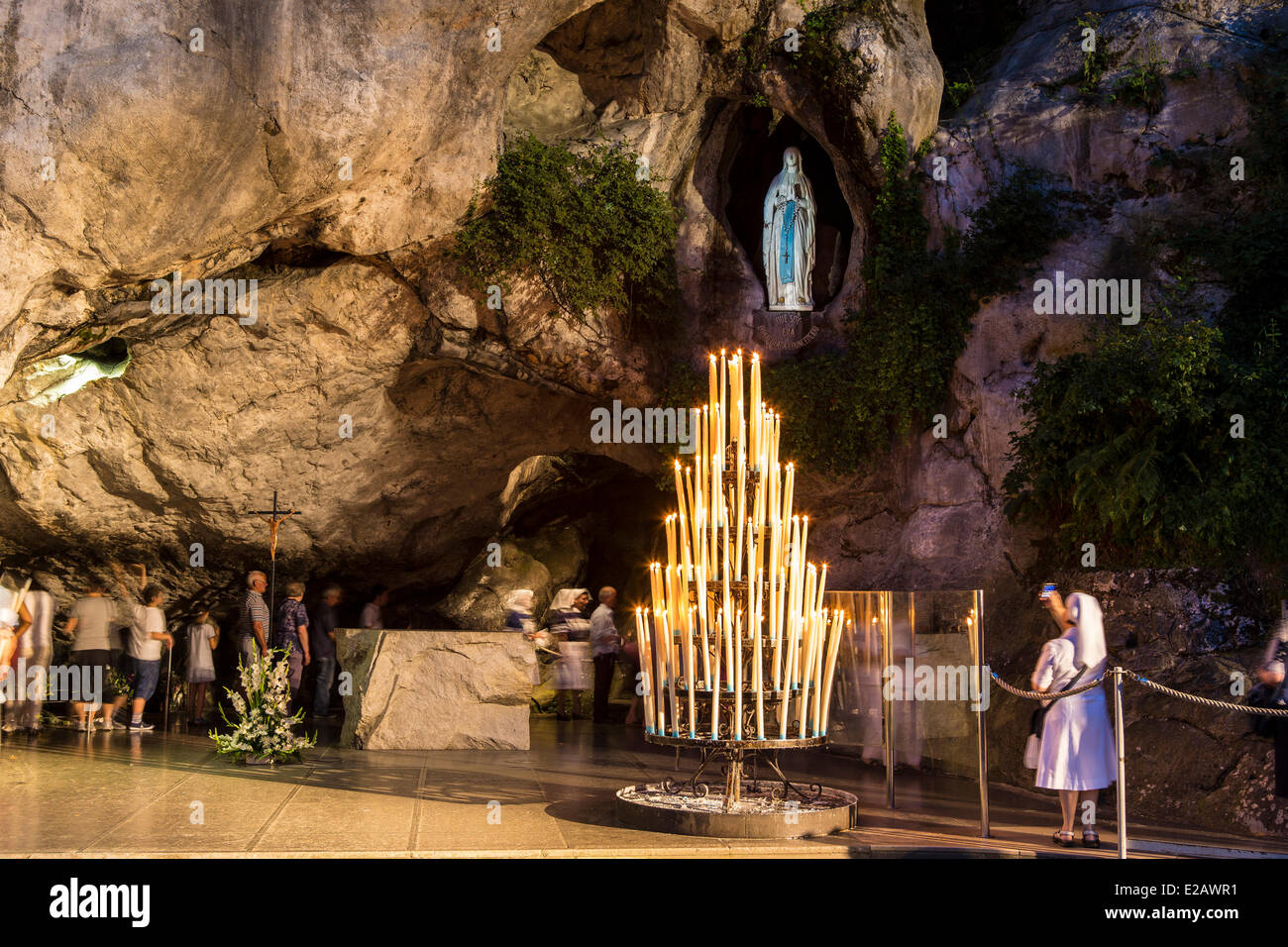France, Hautes Pyrenees, Lourdes, the grotto where the Virgin Mary