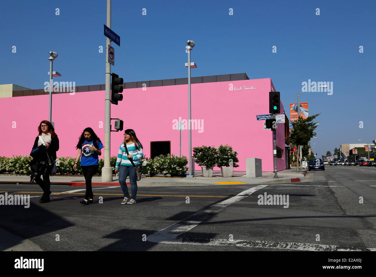 United States, California, Los Angeles, Pink Gallery and shop of Paul Smith british fashion designer, Melrose Avenue, Mexican Stock Photo