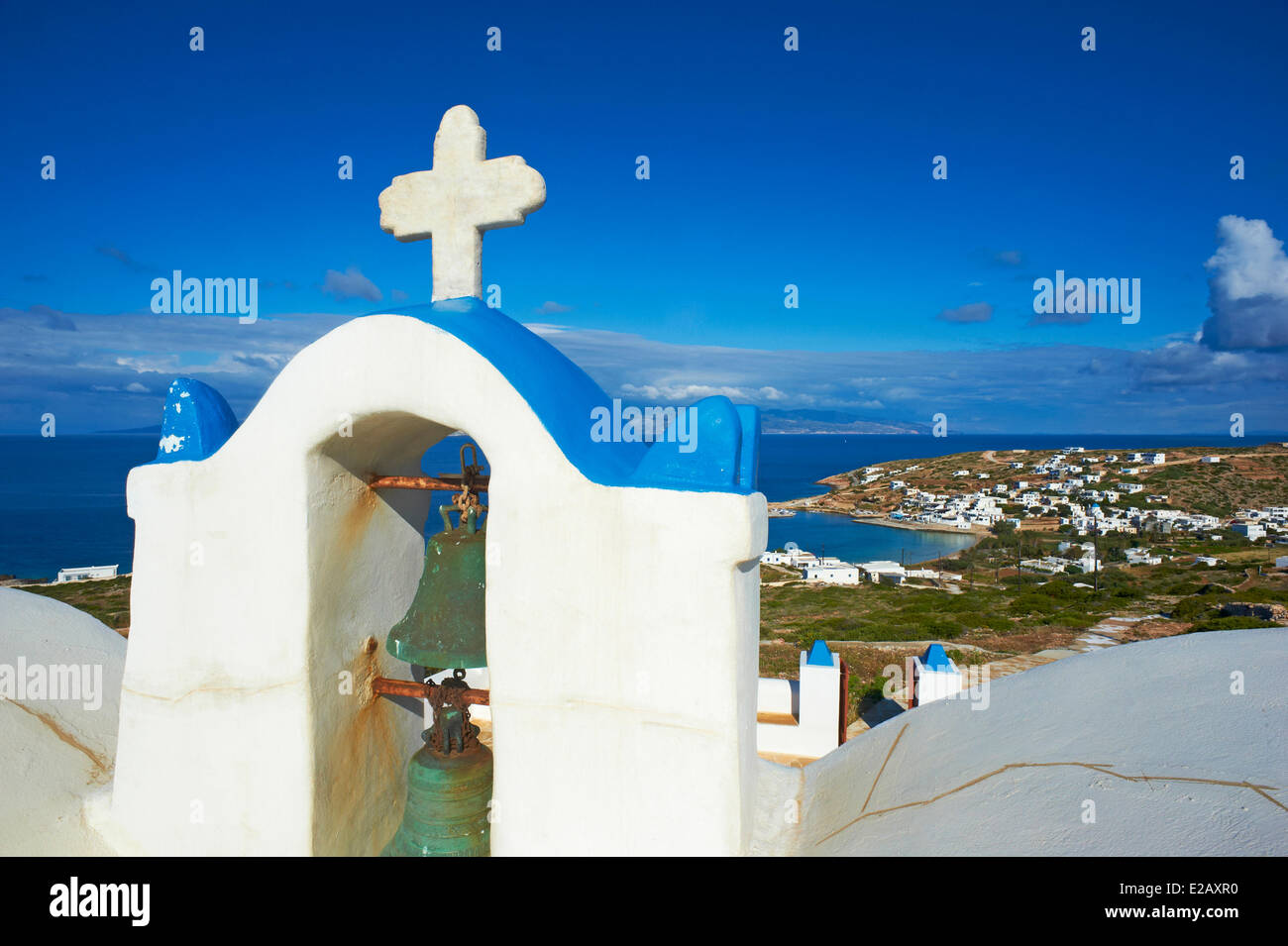 Greece, Cyclades, Lesser Cyclades, Donoussa Island, church and Stavros ...