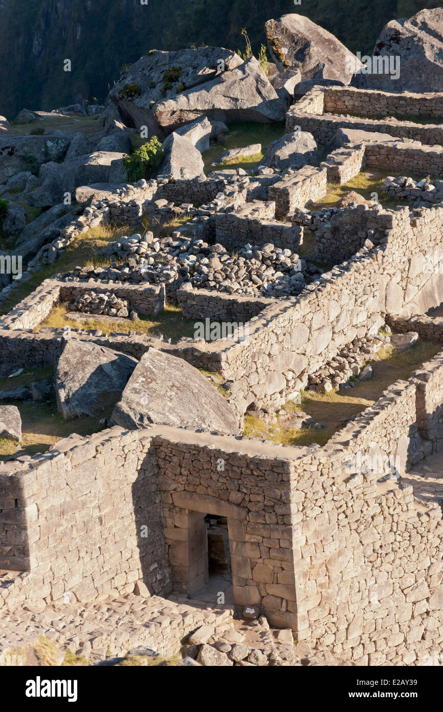 Peru, Cuzco Province, Incas sacred valley, Inca archeological site of Machu Picchu, listed as World Heritage by UNESCO, built Stock Photo