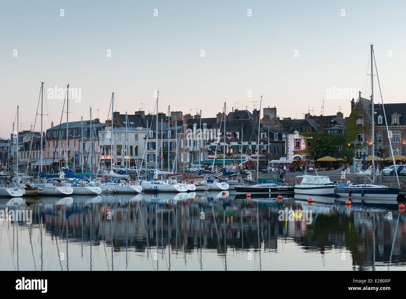 France, Cotes d'Armor, Paimpol, harbour and Quai Morand on a Summer evening Stock Photo