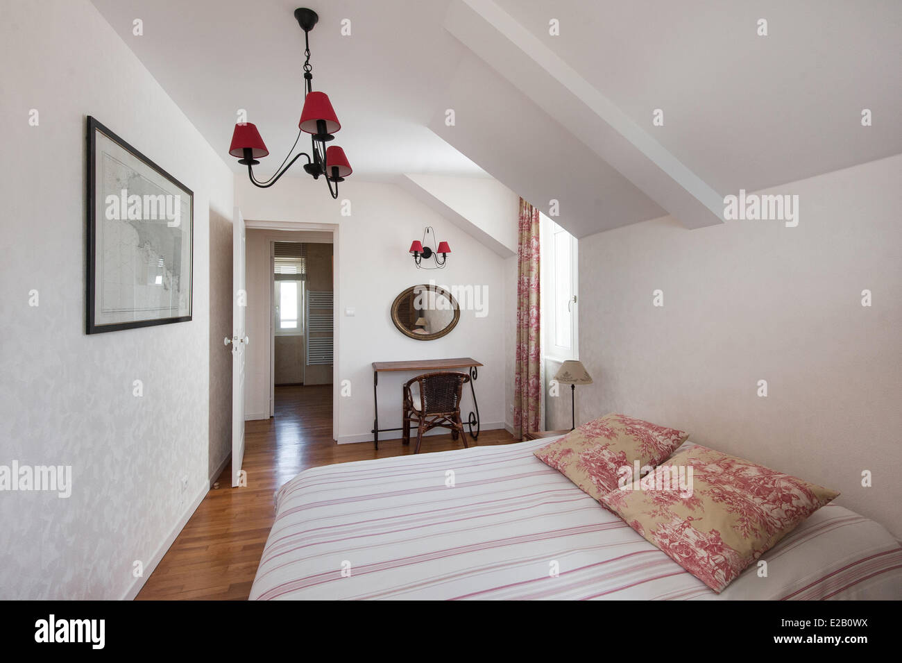France, Morbihan, Riantec, Kerbel lighthouse accommodation, interior of ...