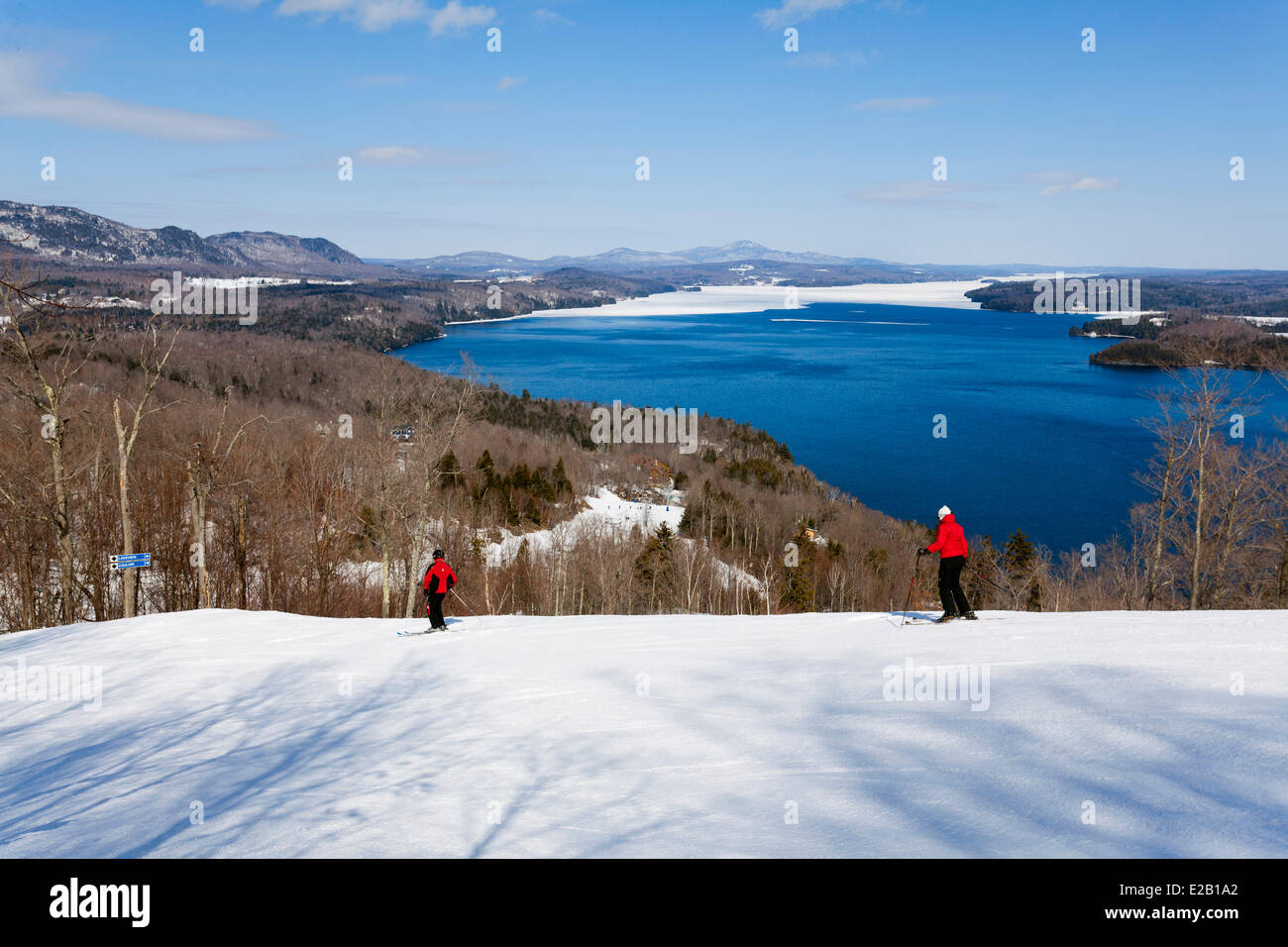 Canada, Quebec province, Eastern Townships (Estrie), Owl's Head ski slopes above Lake Memphremagog Stock Photo
