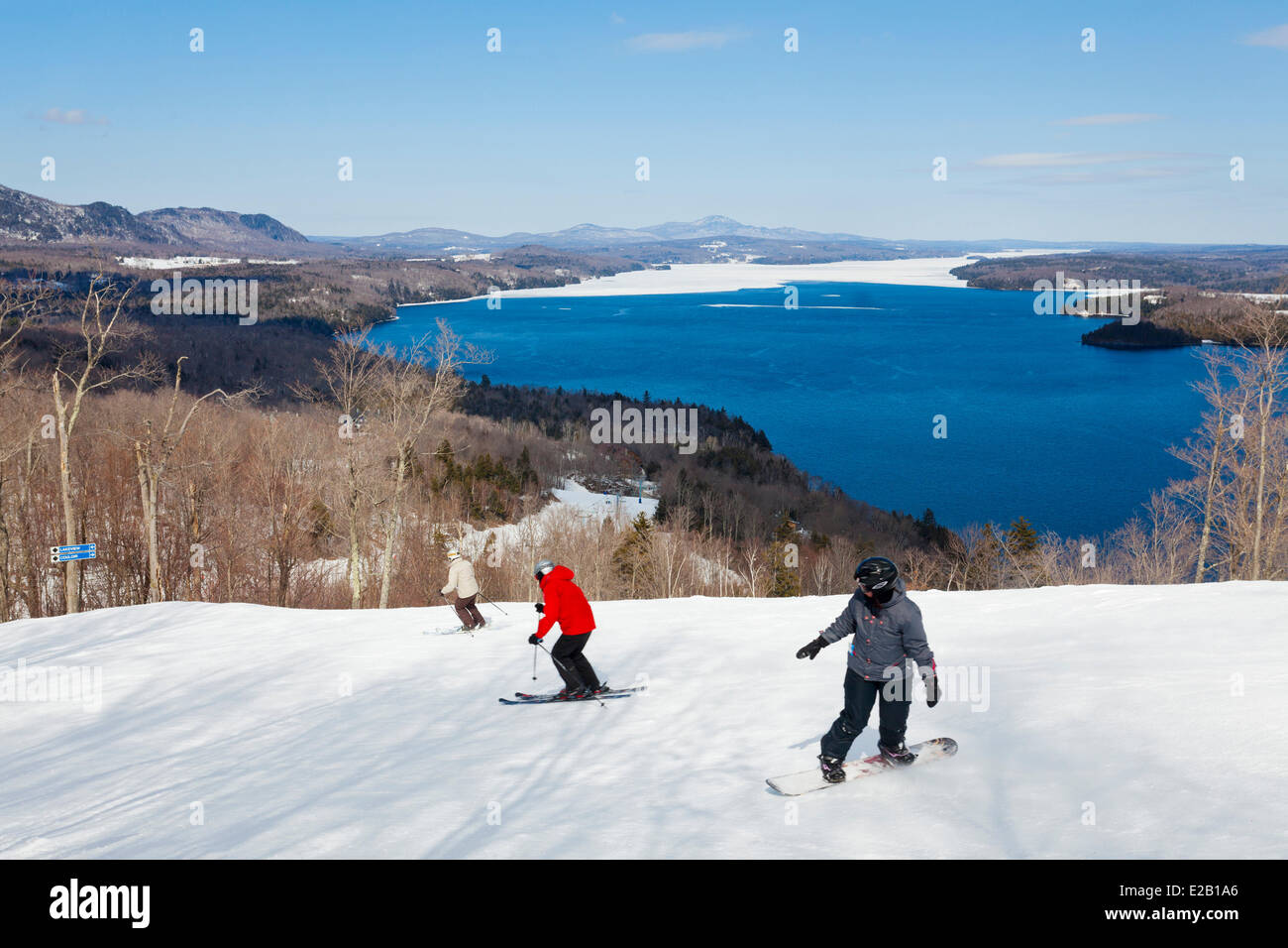 Canada, Quebec province, Eastern Townships (Estrie), Owl's Head ski slopes above Lake Memphremagog Stock Photo