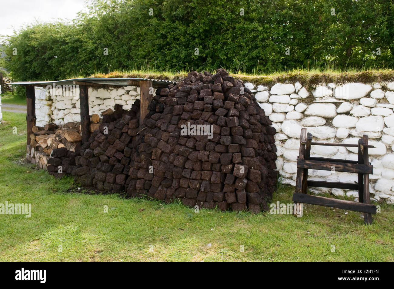 Ireland, County Kerry, Killarney, Muckross Traditional Farms, peat Stock Photo