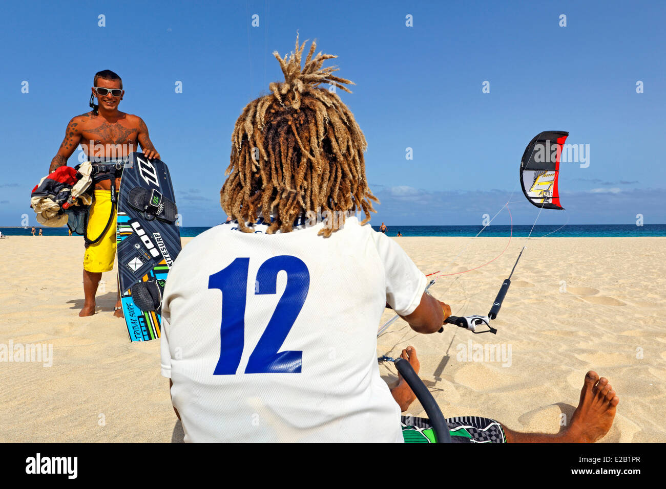 Cape Verde, Sal, Santa Maria beach, kitesurf Stock Photo Alamy