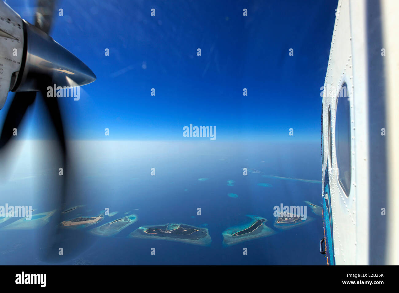 Maldives, atoll (aerial view) Stock Photo