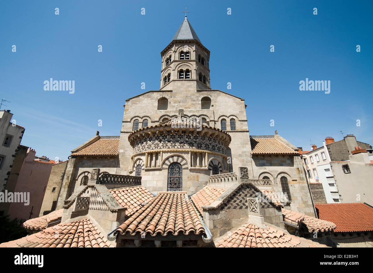 France, Puy de Dome, Clermont Ferrand, Romanesque basilica of Notre Dame du Port, listed as World Heritage by UNESCO, Way of Stock Photo