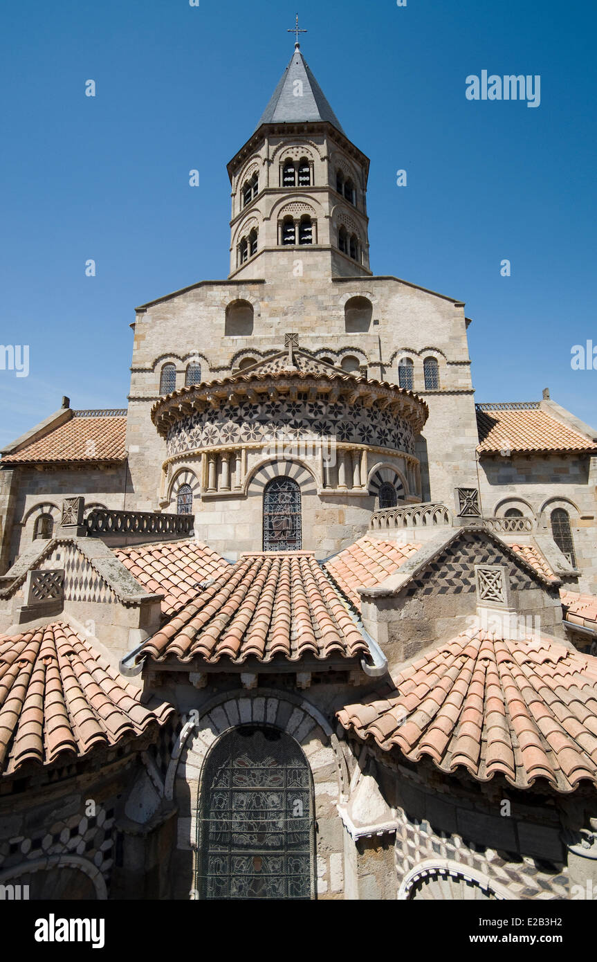 France, Puy de Dome, Clermont Ferrand, Romanesque basilica of Notre Dame du Port, listed as World Heritage by UNESCO, Way of Stock Photo