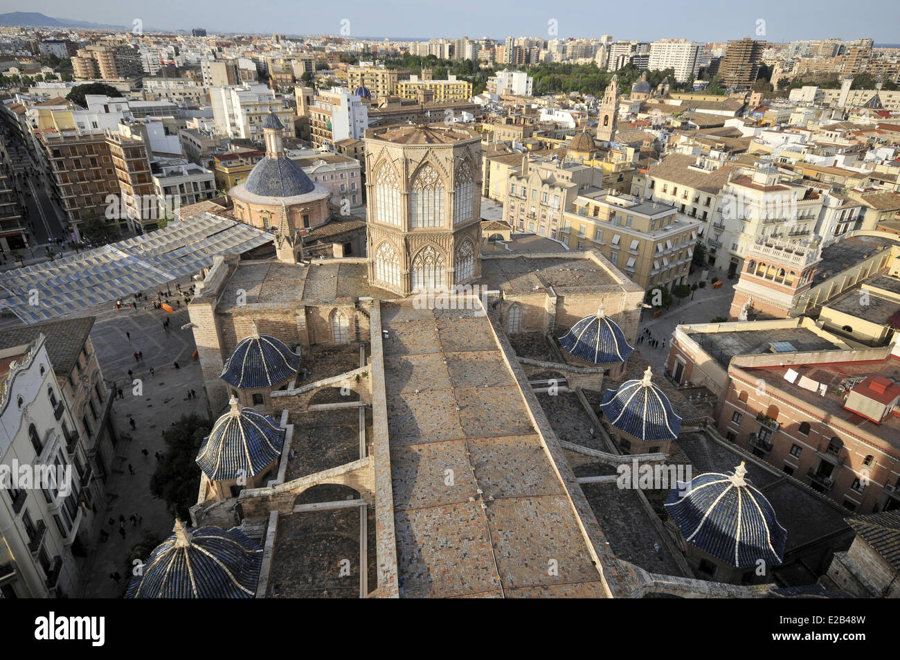 Spain, Valencia, view from the Miguelete octagonal bell tower of the Cathedral Stock Photo